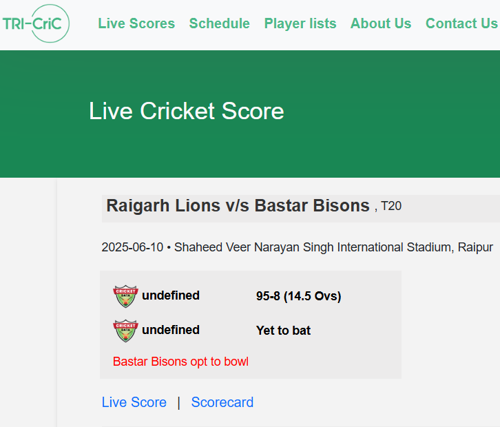 Live Score Project Screenshot
